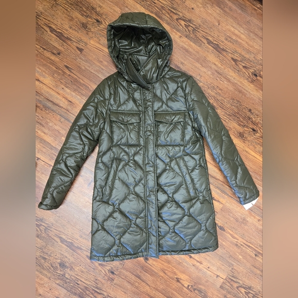 Calvin Klein puffer coat green S nwt $240 beautiful warm rain and wind proof - Picture 1 of 16